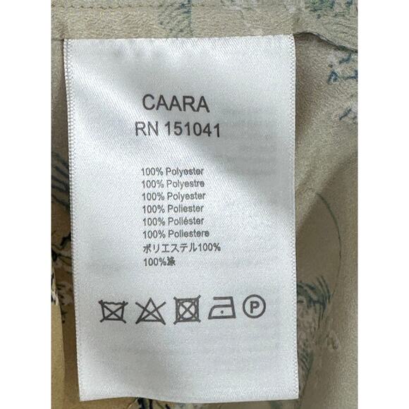 CAARA Lucca Midi Dress Yellow Green Floral Waist Tie Side Slits Vacay Office XS - Picture 7 of 11